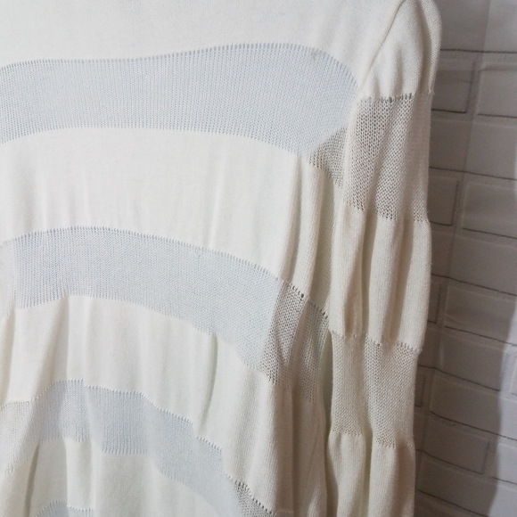 Willi Smith Off White Sheer Striped Open Cardigan - Picture 2 of 10